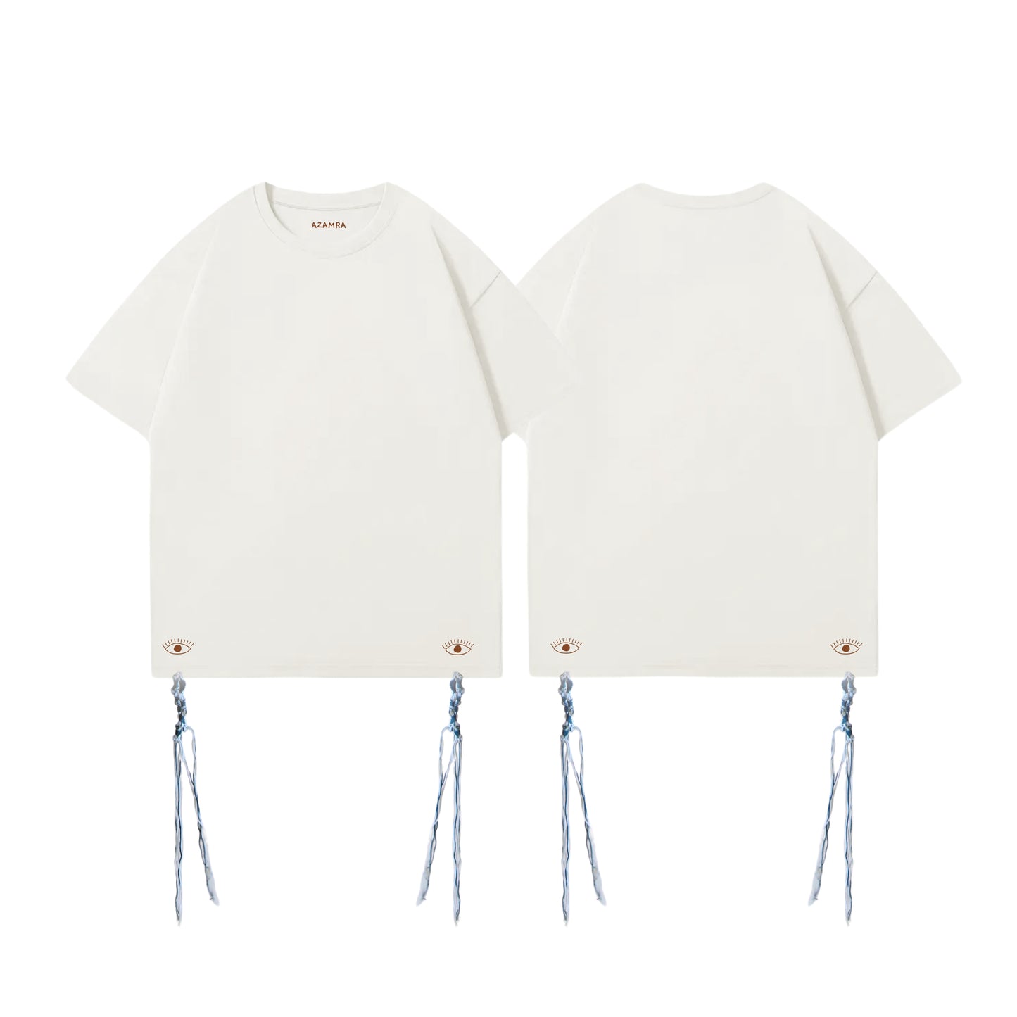 T-shirt Tsitsit Arba Enayim blanc talith casher avec logos œil discrets et tsitsit