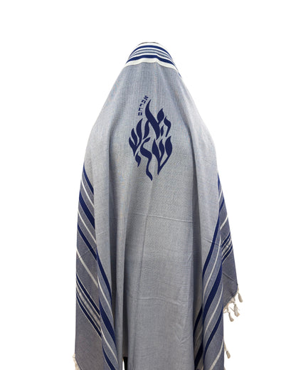 Bohemian Tallit Bleu - Flamme