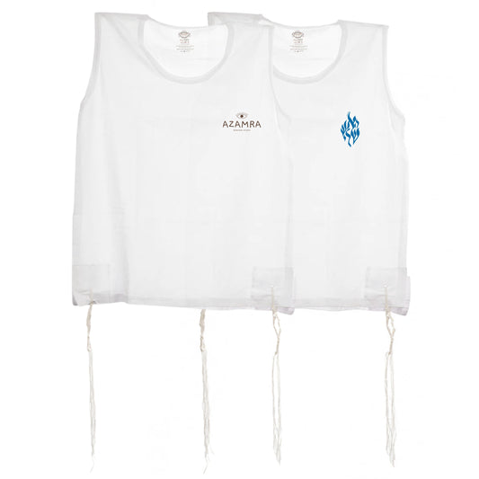 Pack de deux débardeurs Tsitsit en coton 100% avec coins renforcés et ouverture pratique pour ranger les fils blancs fins Malchut