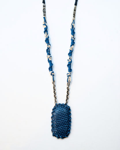 Dos du collier Petek Tsitsit bleu – croco bleu, modèle Breslev avec ségoula de Rabbi Nahman
