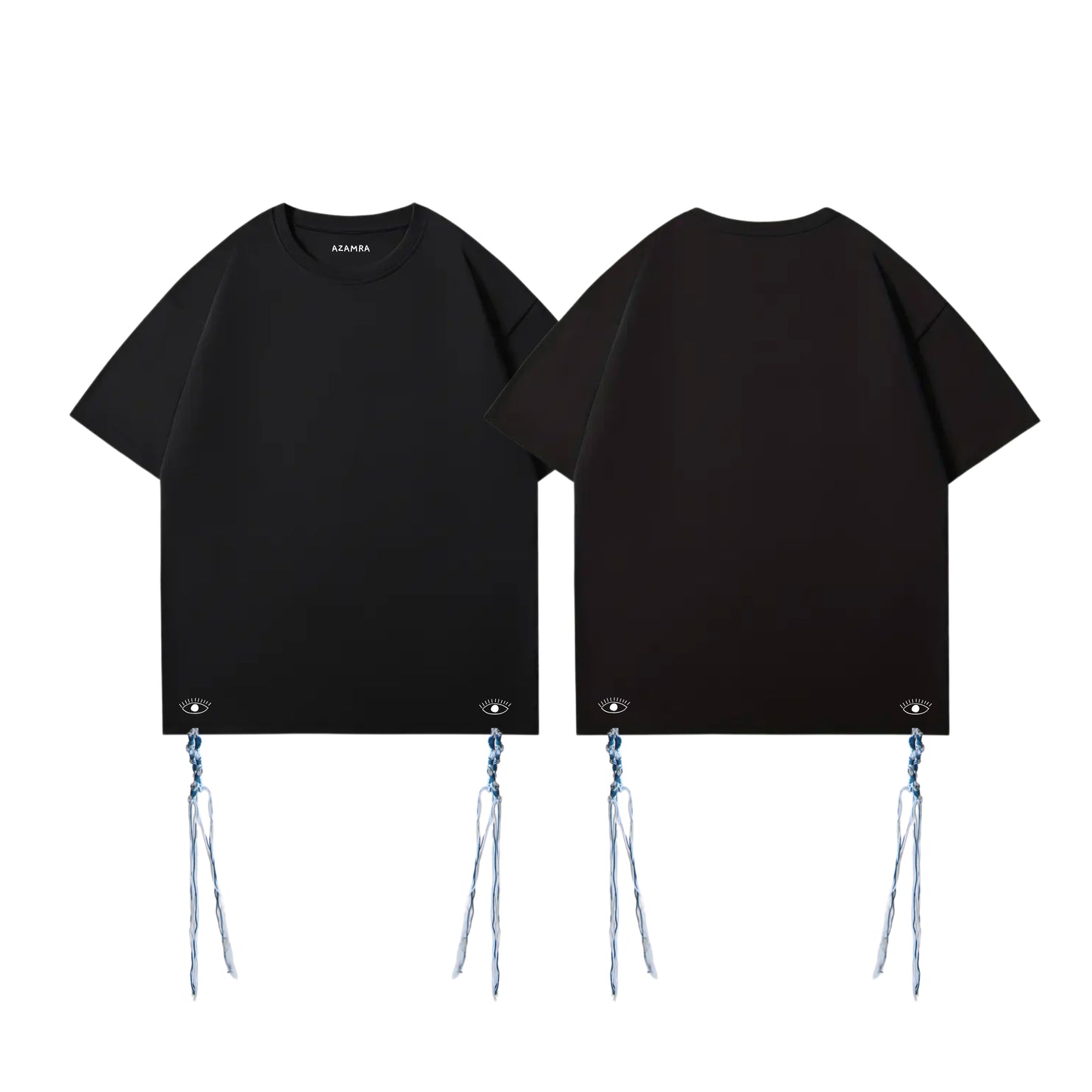 T-shirt Tsitsit Arba Enayim noir casher avec logos œil discrets aux quatre coins