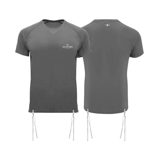 T-shirt Tsitsit technique Azamra vu de face, polyester respirant avec logo poitrine